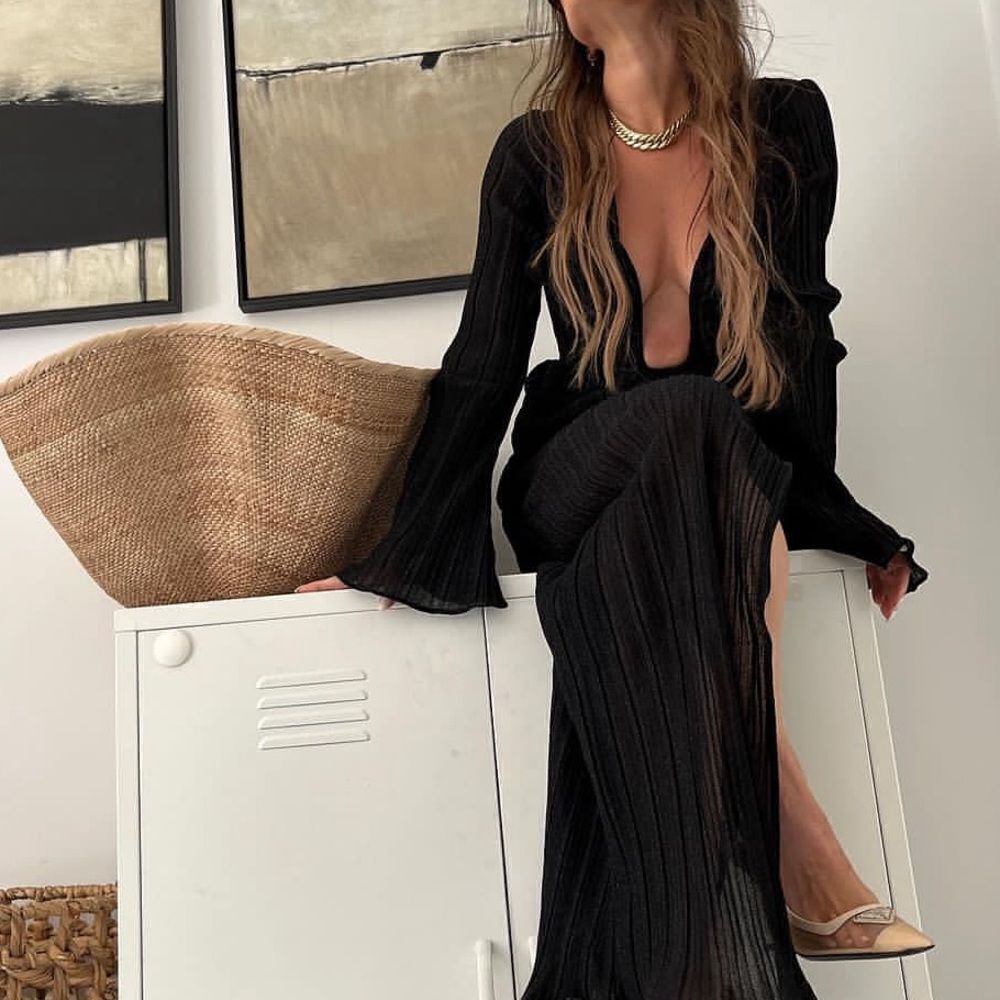 Black Plisse set